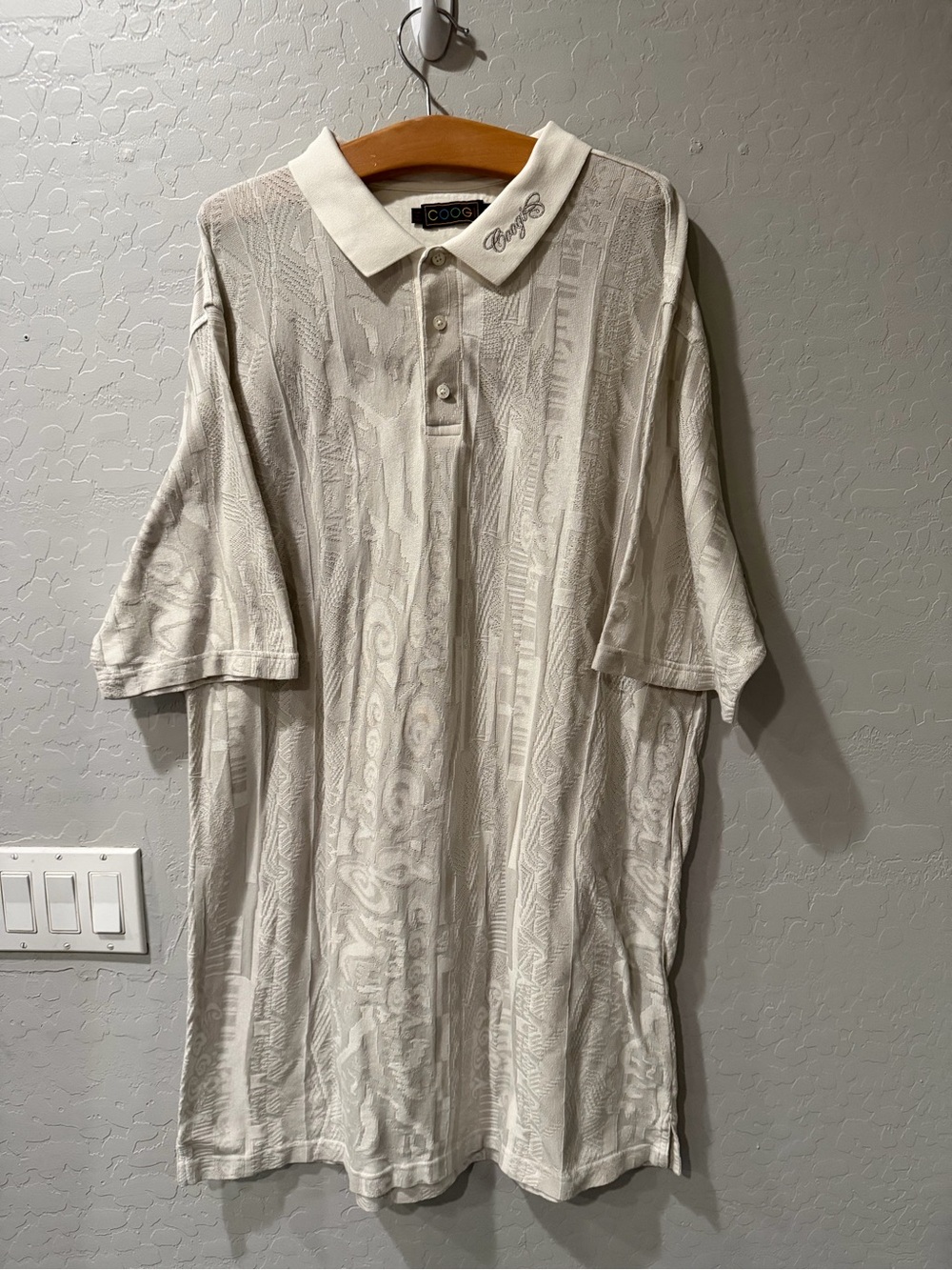 Vintage COOGI Australia 3D Knit AOP Spellout Polo 3XL